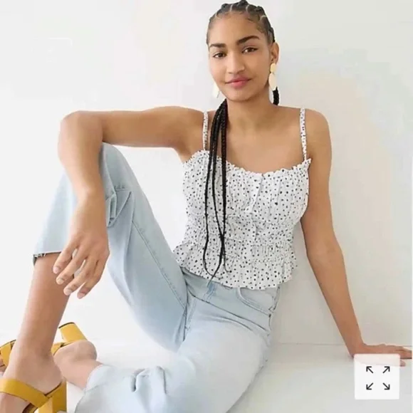 ❗️CLOSET CLOSING❗️NWT J. CREW Cinched-waist poplin tank top blouse polka dot S - Picture 3 of 10